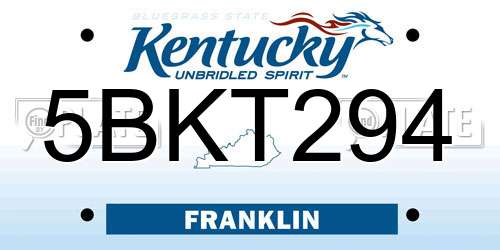 5BKT294 Kentucky License Plate