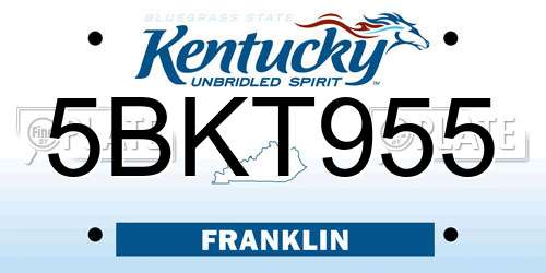 5BKT955 Kentucky License Plate