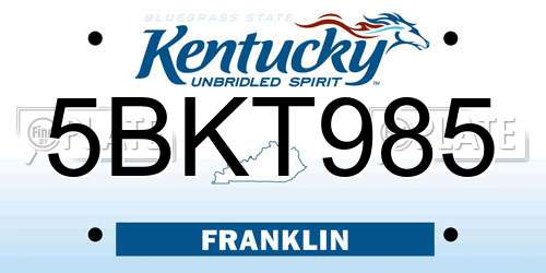 5BKT985 Kentucky License Plate