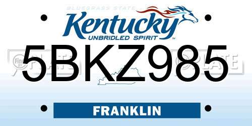 5BKZ985 Kentucky License Plate