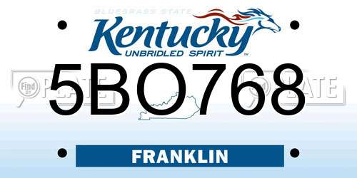 5BO768 Kentucky License Plate