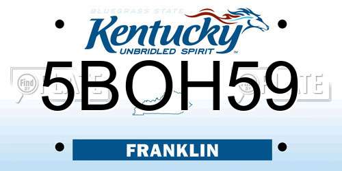 5BOH59 Kentucky License Plate