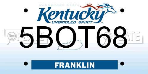 5BOT68 Kentucky License Plate