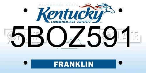 5BOZ591 Kentucky License Plate