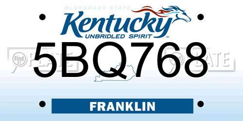 5BQ768 Kentucky License Plate