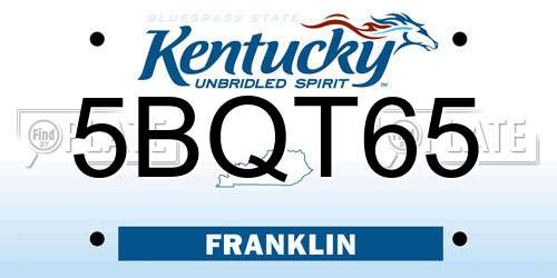 5BQT65 Kentucky License Plate