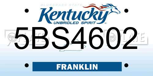 5BS4602 Kentucky License Plate