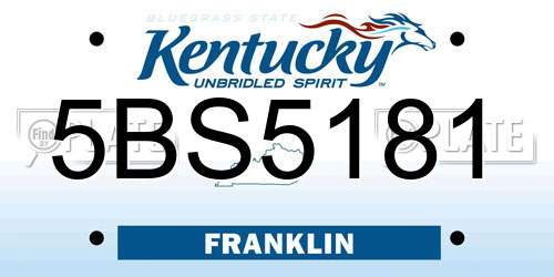 5BS5181 Kentucky License Plate