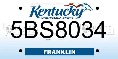 5BS8034 Kentucky License Plate