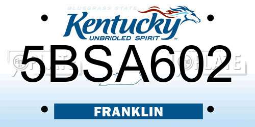 5BSA602 Kentucky License Plate