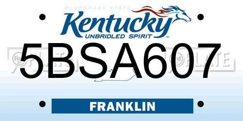 5BSA607 Kentucky License Plate