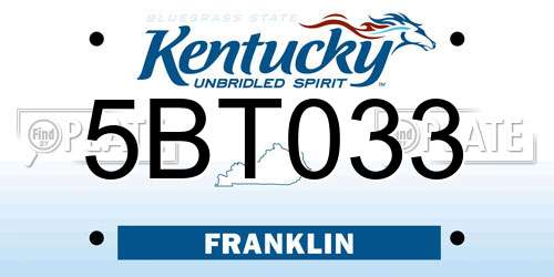 5BT033 Kentucky License Plate