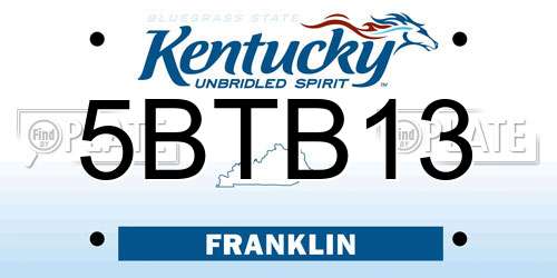 5BTB13 Kentucky License Plate
