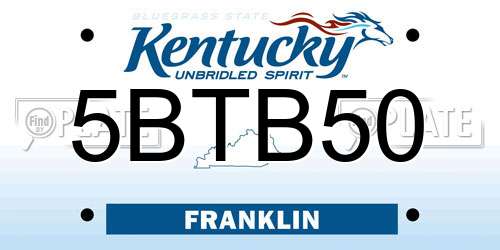 5BTB50 Kentucky License Plate