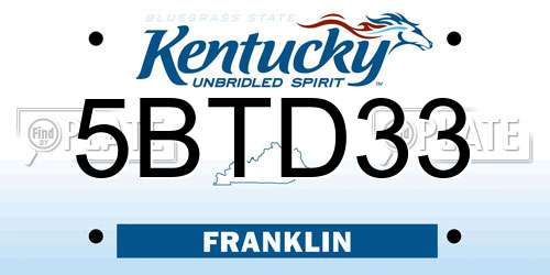 5BTD33 Kentucky License Plate