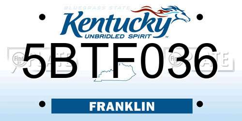 5BTF036 Kentucky License Plate