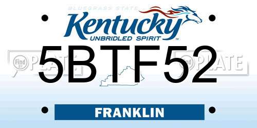 5BTF52 Kentucky License Plate