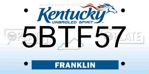 5BTF57 Kentucky License Plate