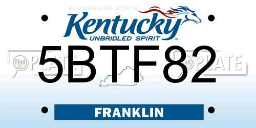 5BTF82 Kentucky License Plate