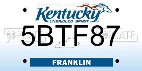 5BTF87 Kentucky License Plate