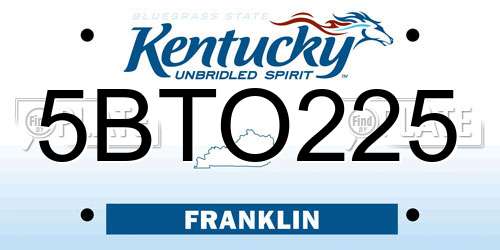 5BTO225 Kentucky License Plate