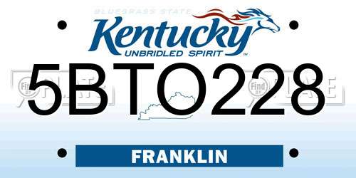 5BTO228 Kentucky License Plate