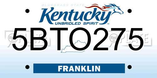 5BTO275 Kentucky License Plate