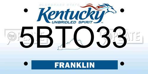 5BTO33 Kentucky License Plate