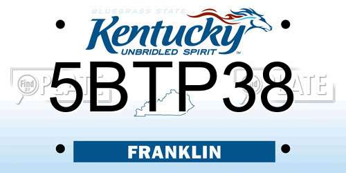 5BTP38 Kentucky License Plate