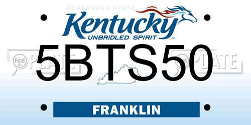5BTS50 Kentucky License Plate