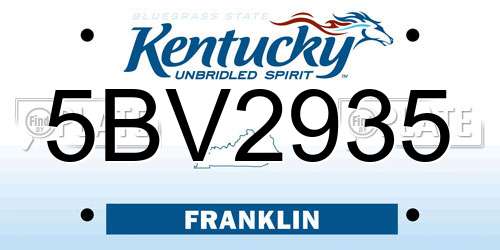 5BV2935 Kentucky License Plate