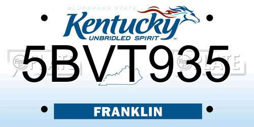 5BVT935 Kentucky License Plate