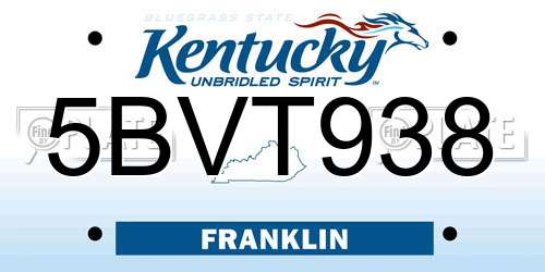 5BVT938 Kentucky License Plate