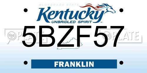 5BZF57 Kentucky License Plate