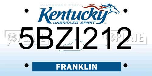 5BZI212 Kentucky License Plate