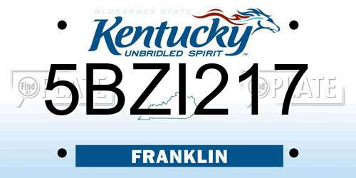 5BZI217 Kentucky License Plate
