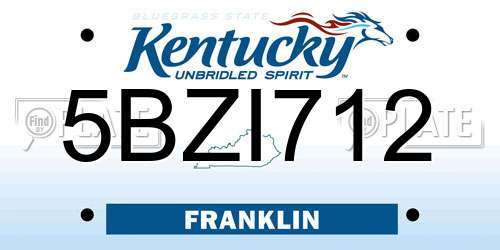 5BZI712 Kentucky License Plate