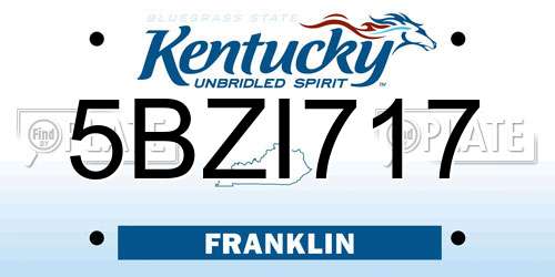 5BZI717 Kentucky License Plate