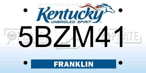 5BZM41 Kentucky License Plate