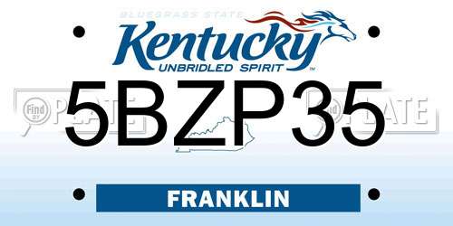 5BZP35 Kentucky License Plate