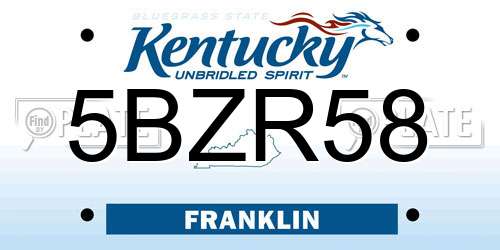 5BZR58 Kentucky License Plate