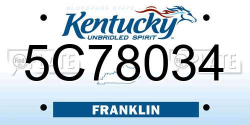 5C78034 Kentucky License Plate