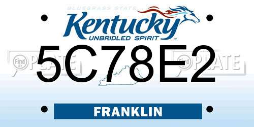 5C78E2 Kentucky License Plate