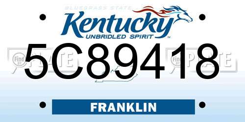 5C89418 Kentucky License Plate