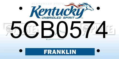 5CB0574 Kentucky License Plate