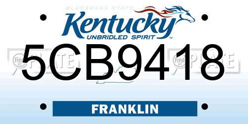 5CB9418 Kentucky License Plate