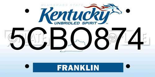 5CBO874 Kentucky License Plate