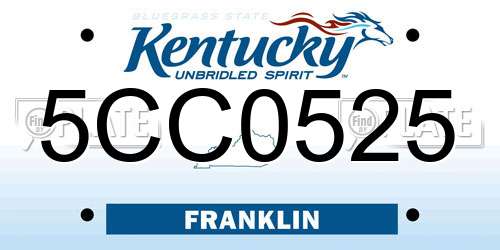5CC0525 Kentucky License Plate