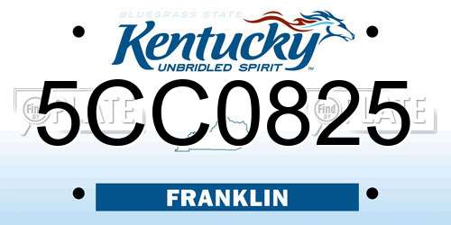 5CC0825 Kentucky License Plate