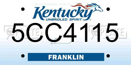 5CC4115 Kentucky License Plate